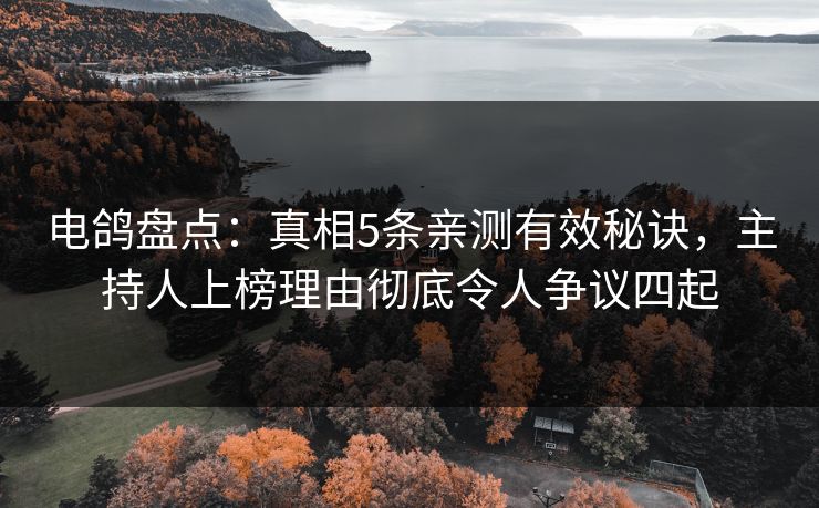 电鸽盘点：真相5条亲测有效秘诀，主持人上榜理由彻底令人争议四起