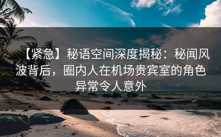 【紧急】秘语空间深度揭秘：秘闻风波背后，圈内人在机场贵宾室的角色异常令人意外